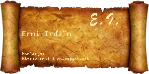 Erni Irén névjegykártya